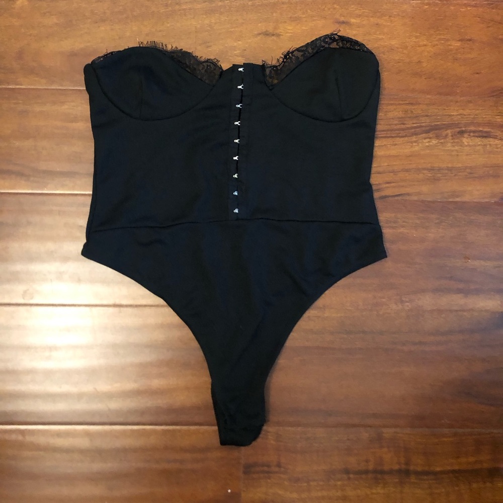 Pretty Little Thing Black Lace Bodysuit